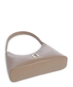 Diamante Mini Schultertasche fein genarbtes Leder taupe