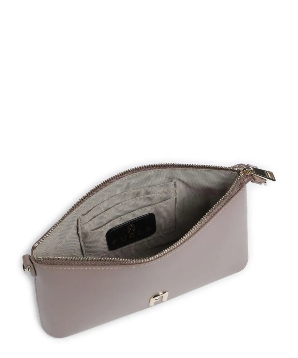 Diamante Mini Umhängetasche fein genarbtes Leder taupe