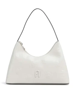 Diamante S Schultertasche geprägtes Leder weiß