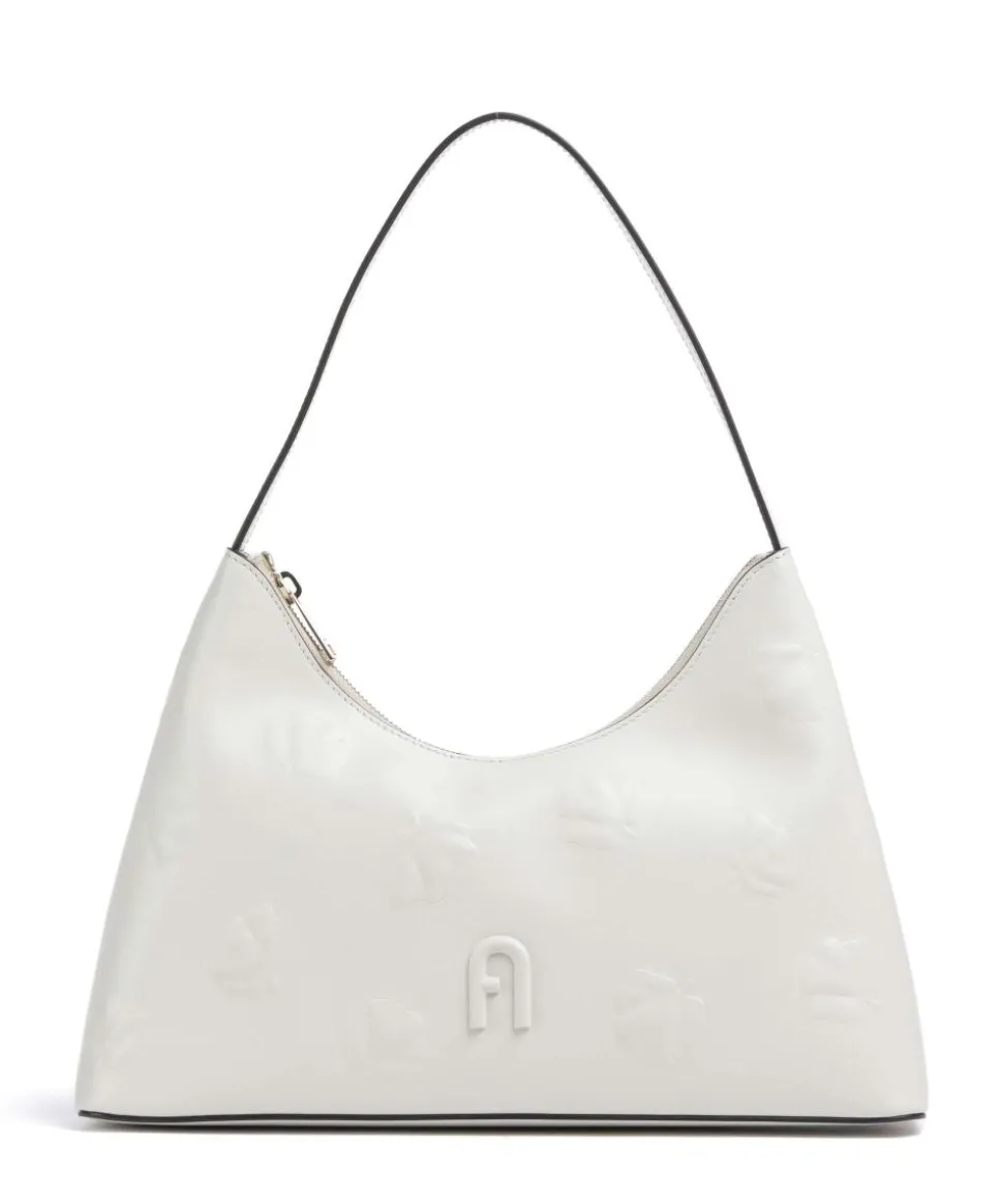 Diamante S Schultertasche geprägtes Leder weiß
