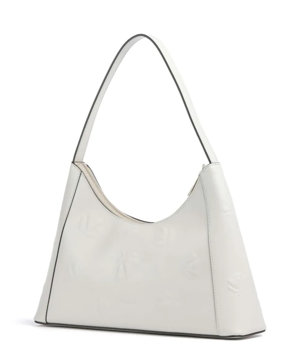 Diamante S Schultertasche geprägtes Leder weiß