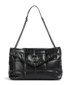 Diva Schultertasche fein genarbtes Leder schwarz