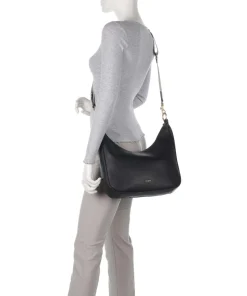 Dolce Ginger Schultertasche genarbtes Leder schwarz