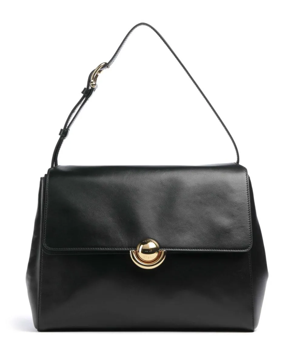 Domus M Schultertasche fein genarbtes Kalbsleder schwarz