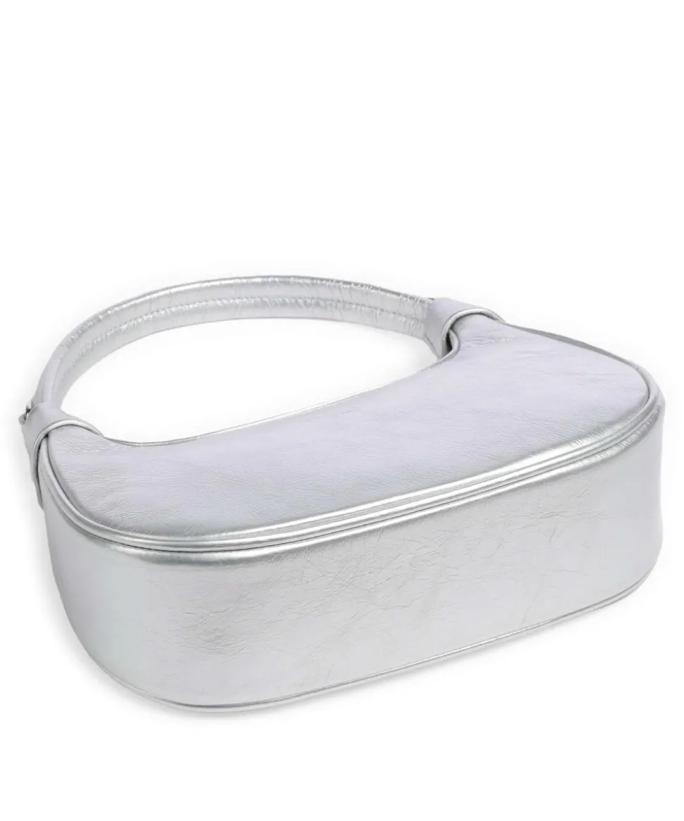 Donna Aura Schultertasche weiches Rindsleder silber