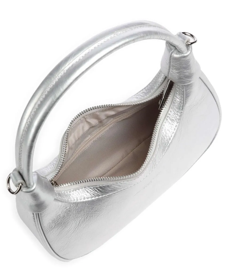 Donna Aura Schultertasche weiches Rindsleder silber