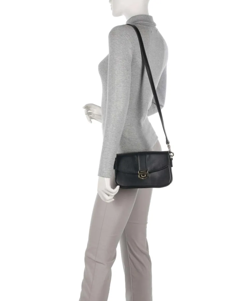 Donna Fia Umhängetasche fein genarbtes Rindsleder schwarz