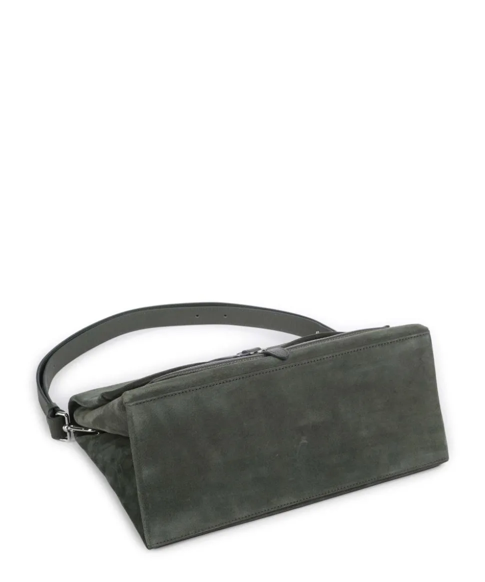 Dorian Schultertasche aufgerautes Rindsleder dunkelgrün