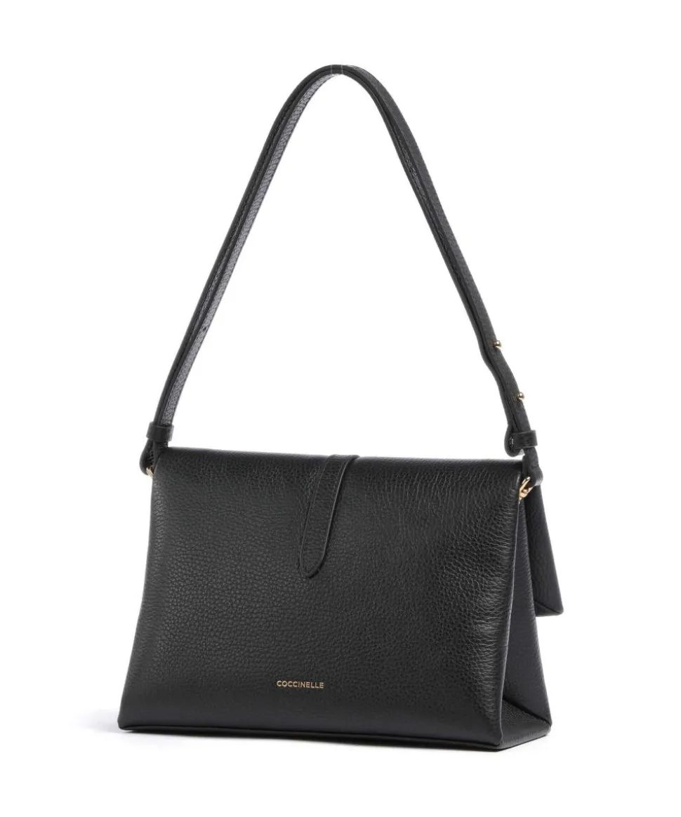 Dorian Schultertasche genarbtes Leder schwarz