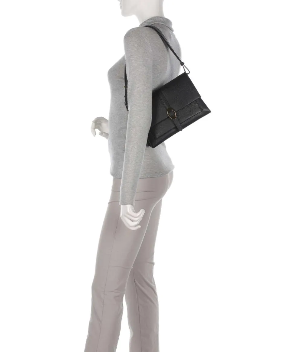 Dorian Schultertasche genarbtes Leder schwarz