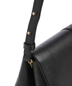 Dorian Schultertasche genarbtes Leder schwarz