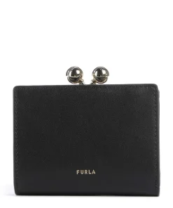 Dots S Compact Wallet Geldbörse fein genarbtes Leder schwarz