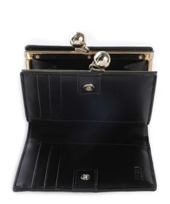 Dots S Compact Wallet Geldbörse fein genarbtes Leder schwarz