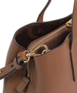 Dukes Place Handtasche genarbtes Leder braun