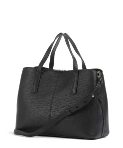 Dukes Place Handtasche genarbtes Leder schwarz