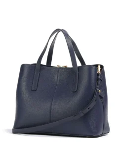 Dukes Place Handtasche genarbtes Leder dunkelblau
