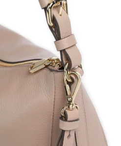 Dukes Place Schultertasche fein genarbtes Rindsleder beige