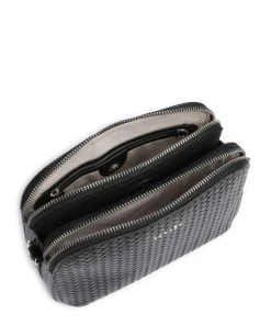 Dukes Place Umhängetasche geprägtes Rindsleder, fein genarbtes Rindsleder schwarz