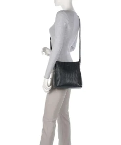 Dukes Place Umhängetasche geprägtes Rindsleder, fein genarbtes Rindsleder schwarz