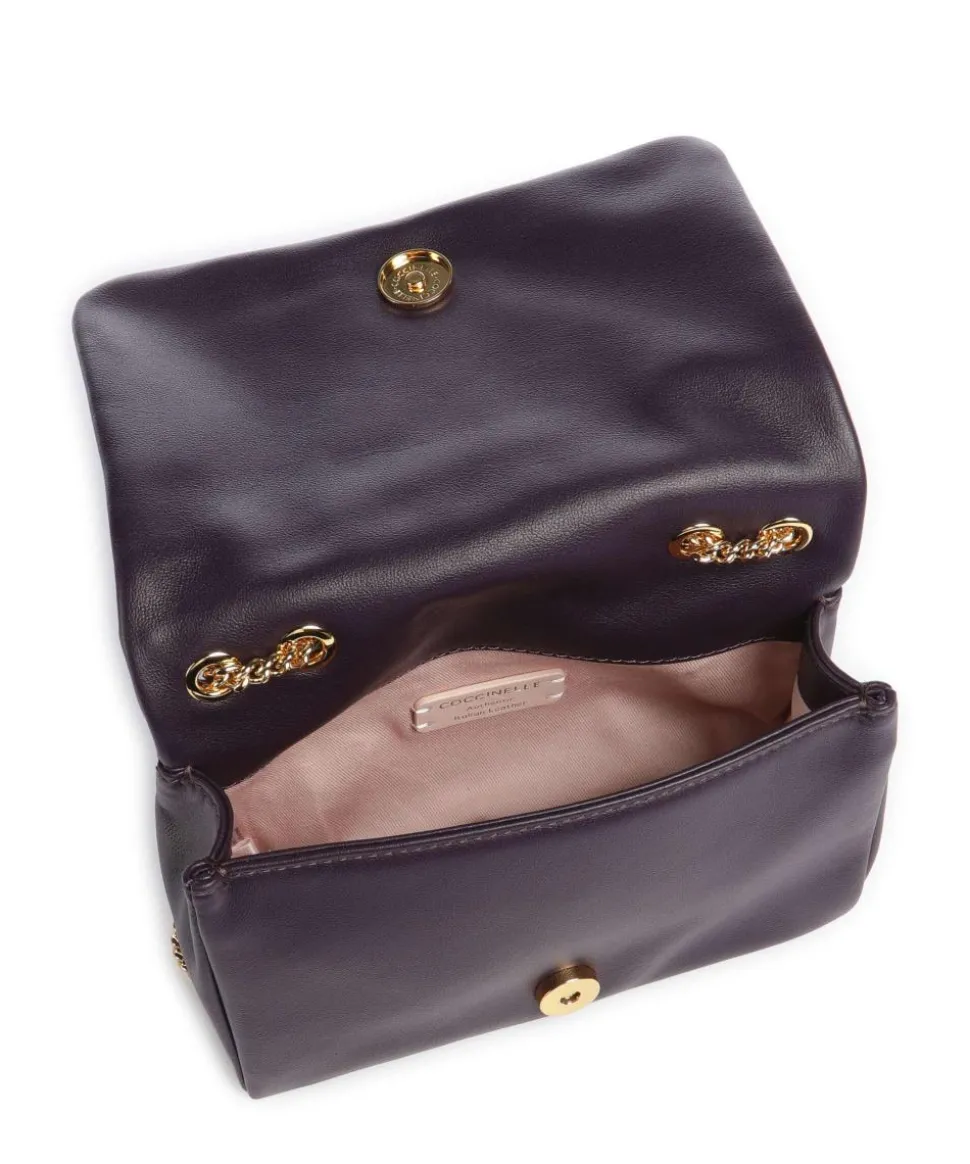 Dulse Schultertasche fein genarbtes Rindsleder pflaume