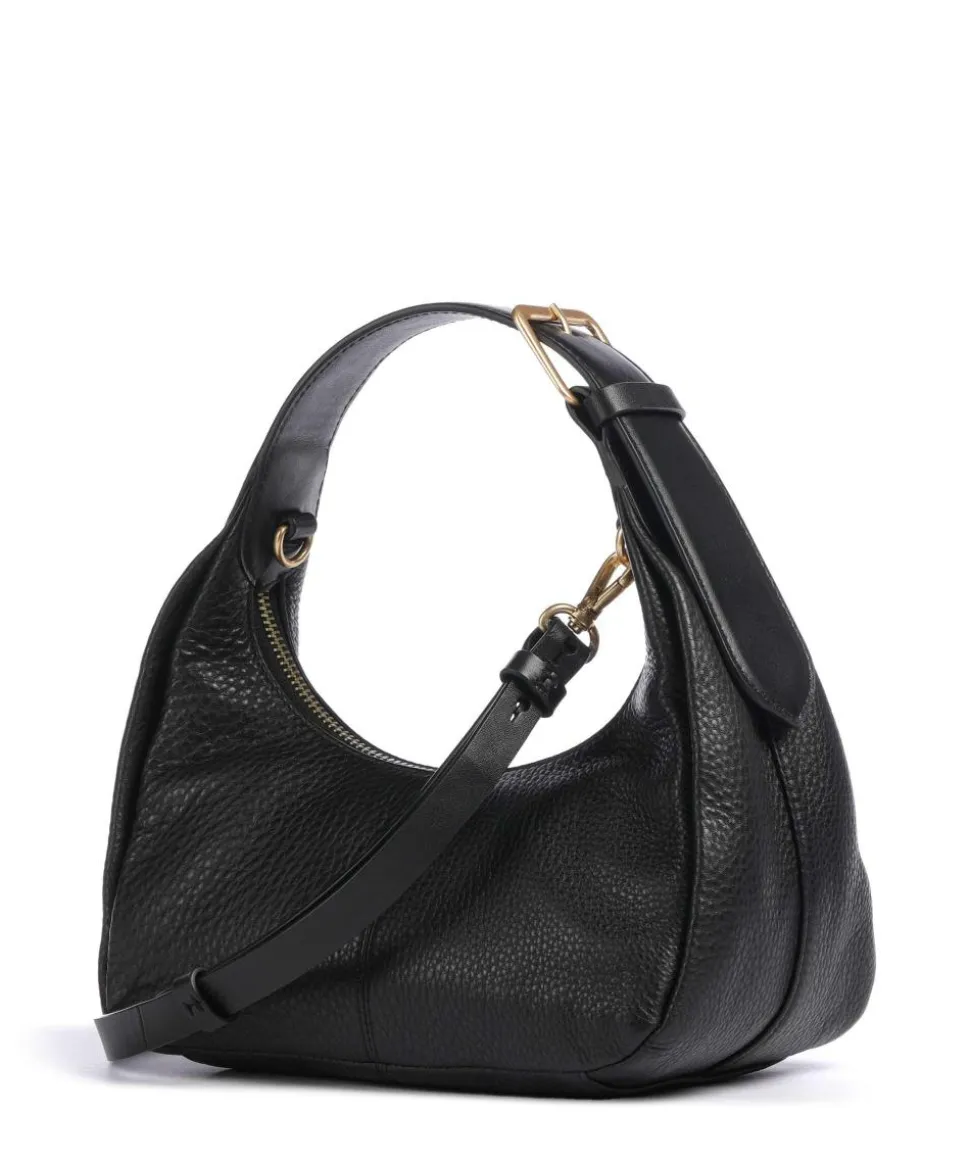 Earl Street Schultertasche genarbtes Rindsleder schwarz