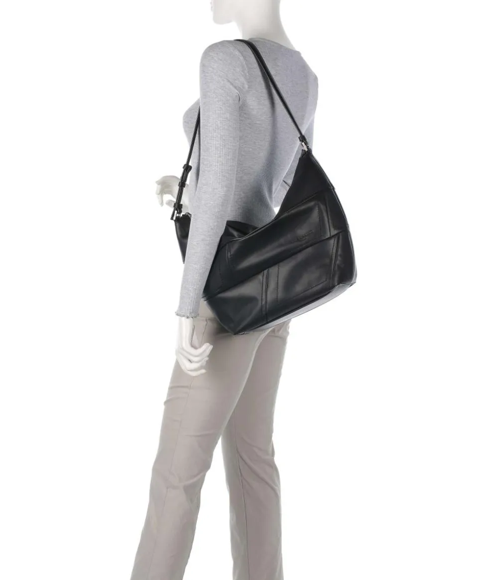 Edda Calf Optic M Beuteltasche fein genarbtes Rindsleder schwarz