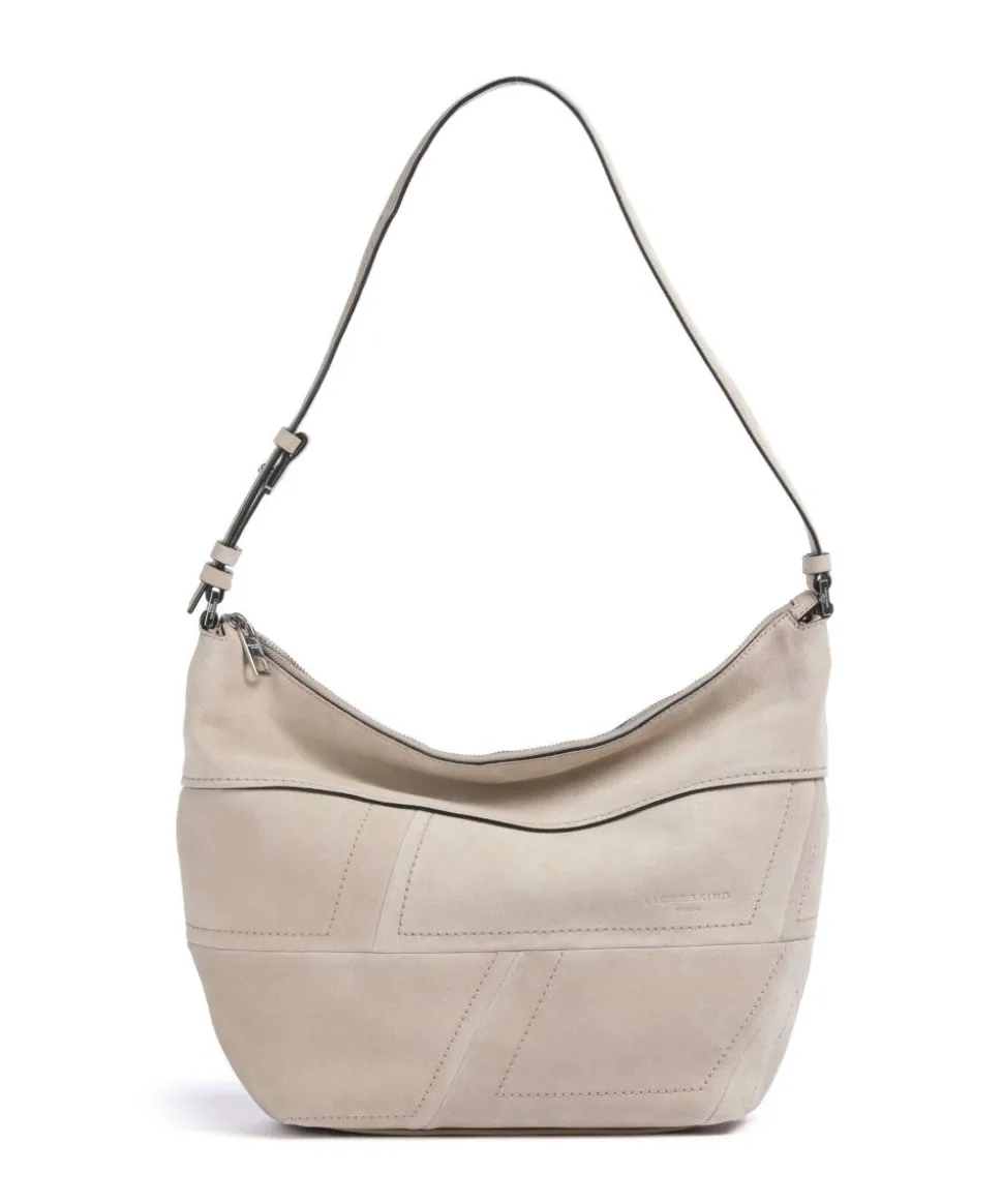 Edda Promo Suede M Beuteltasche aufgerautes Leder, fein genarbtes Leder beige