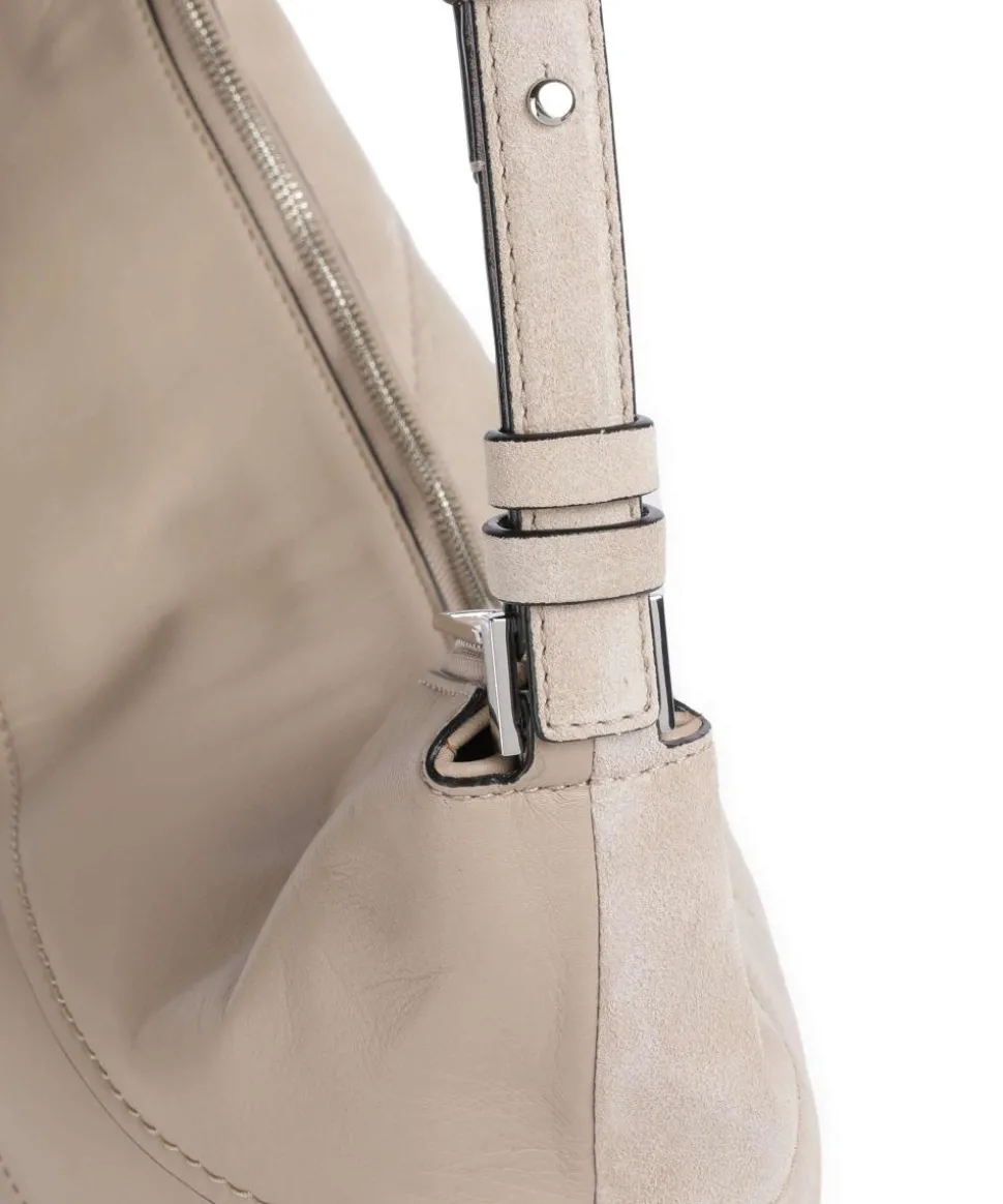 Edda Promo Suede M Beuteltasche aufgerautes Leder, fein genarbtes Leder beige