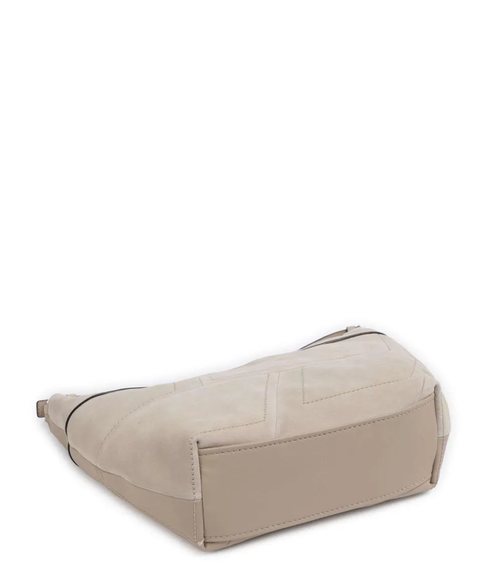 Edda Promo Suede M Beuteltasche aufgerautes Leder, fein genarbtes Leder beige