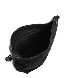 Edda Promo Suede M Beuteltasche aufgerautes Leder, fein genarbtes Leder schwarz