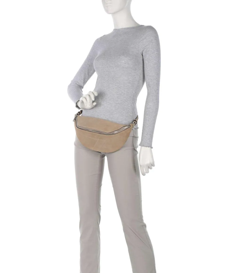 Edda Promo Suede M Gürteltasche genarbtes Leder, aufgerautes Leder beige