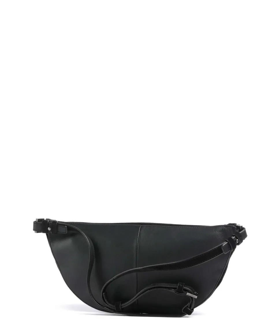 Edda Promo Suede M Gürteltasche genarbtes Leder, aufgerautes Leder schwarz