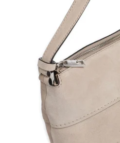 Edda Promo Suede S Umhängetasche aufgerautes Leder, fein genarbtes Leder beige