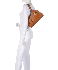 Elena Schultertasche fein genarbtes Rindsleder cognac