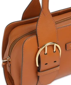Elena Schultertasche fein genarbtes Rindsleder cognac