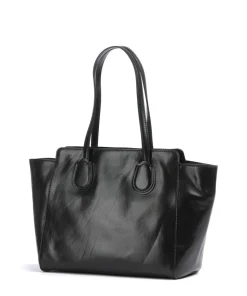 Elettra Schultertasche fein genarbtes Rindsleder schwarz