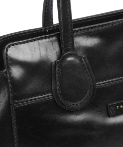 Elettra Schultertasche fein genarbtes Rindsleder schwarz