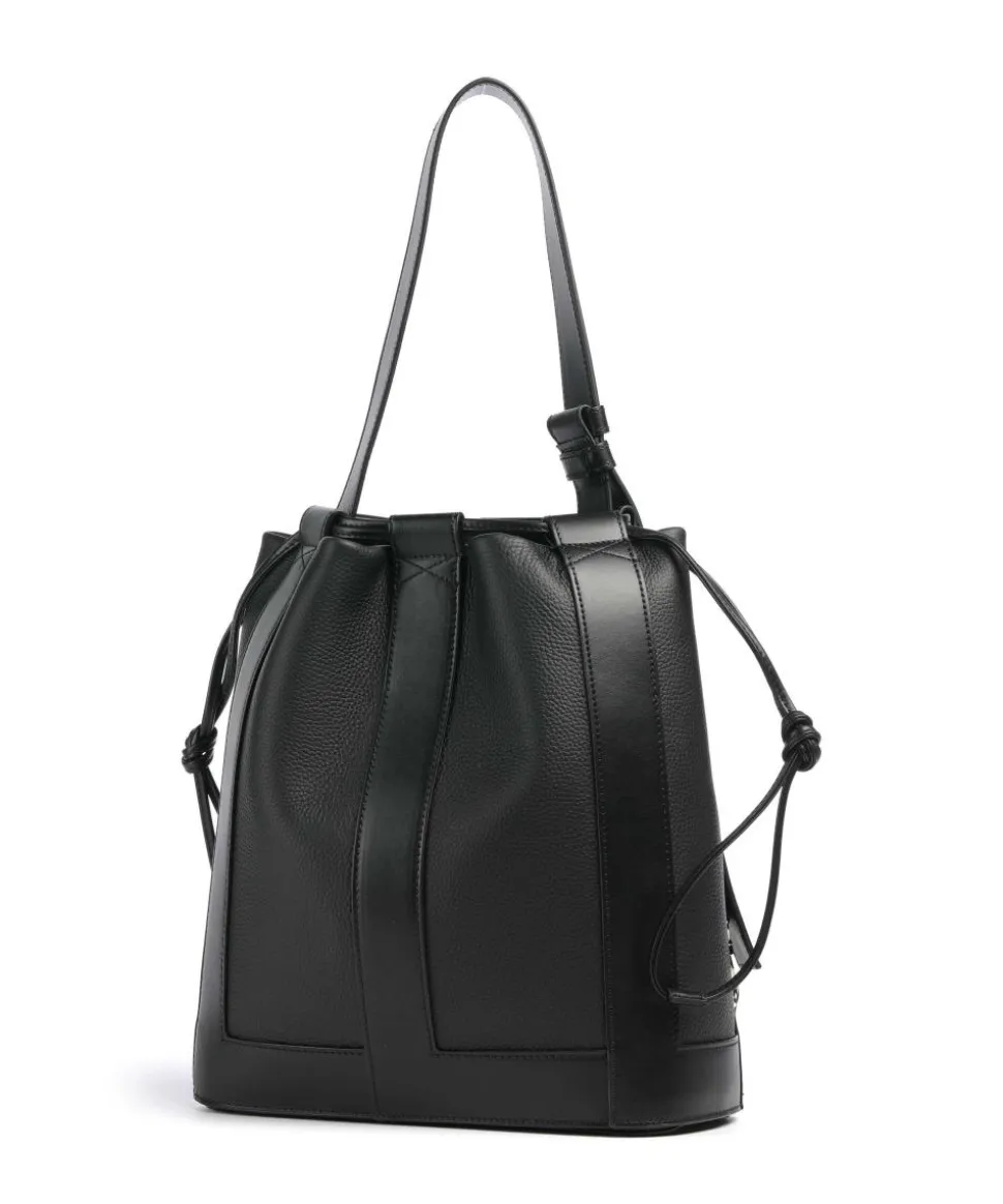 Elles M Bucket bag genarbtes Rindsleder schwarz