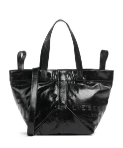 Elvira Paper Touch Crinkle S Handtasche fein genarbtes Leder schwarz