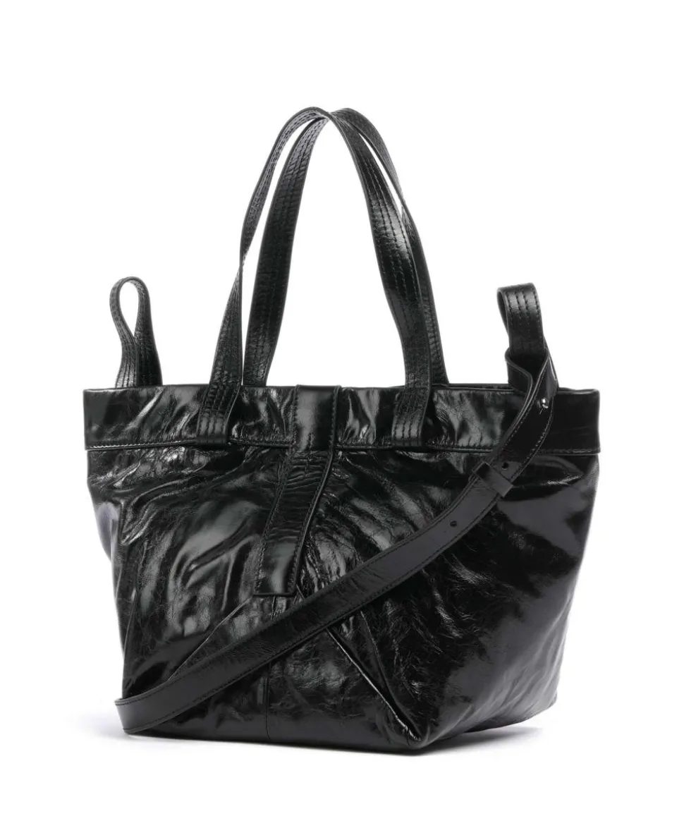 Elvira Paper Touch Crinkle S Handtasche fein genarbtes Leder schwarz
