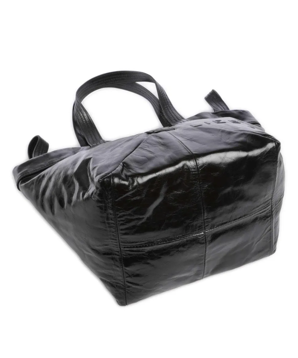 Elvira Paper Touch Crinkle S Handtasche fein genarbtes Leder schwarz