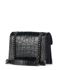 Emily Schultertasche geprägtes Rindsleder schwarz