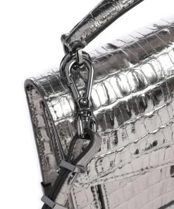 Emily Umhängetasche geprägtes Rindsleder silber