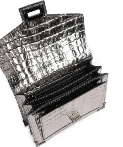 Emily Umhängetasche geprägtes Rindsleder silber