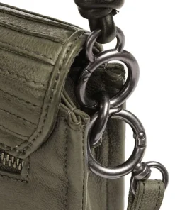 Enna Schultertasche genarbtes Leder graugrün