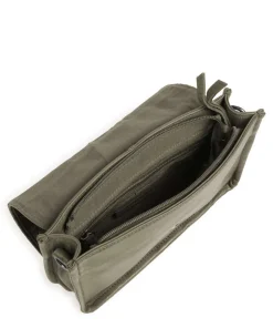 Enna Schultertasche genarbtes Leder graugrün