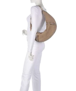 Enya Cozy Beuteltasche aufgerautes Leder beige