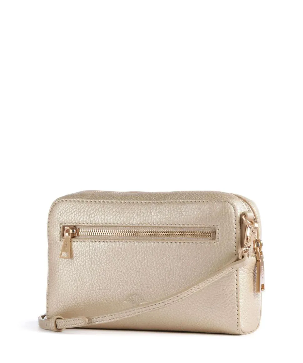 Estate Metallo Umhängetasche genarbtes Leder gold