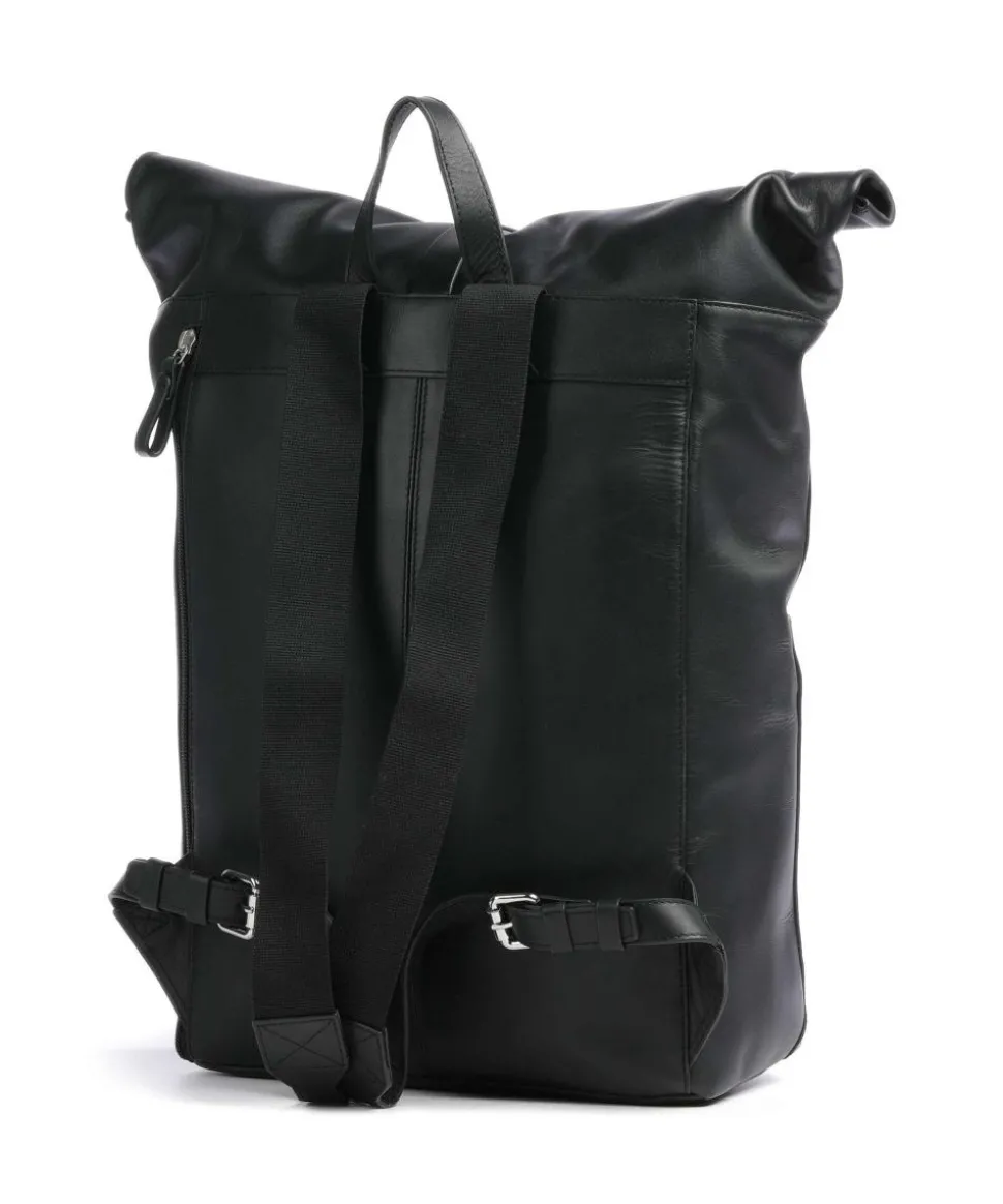 Everyday Originals Antonia Rolltop Rucksack 14″ fein genarbtes Leder schwarz