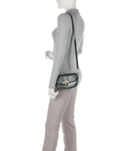 Exotic Croco CN Umhängetasche geprägtes Rindsleder dunkelgrün